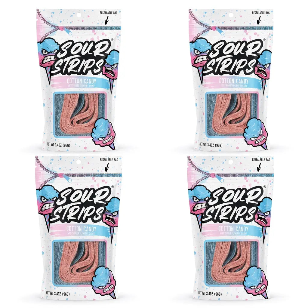 Sour Strips Cotton Candy (3.4oz) 4 pack 