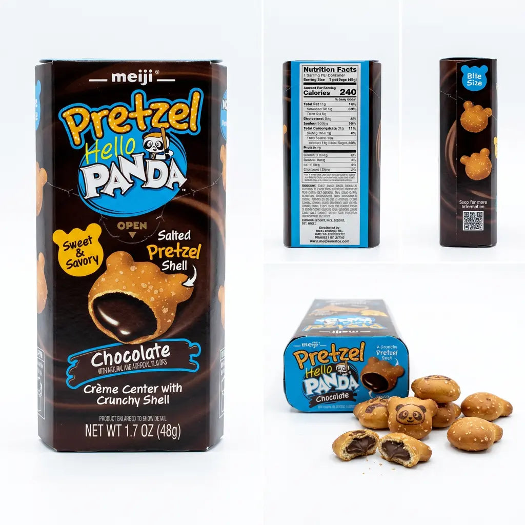 MEIJI Hello Panda Pretzel Cookies Chocolate Filled 1.7oz 