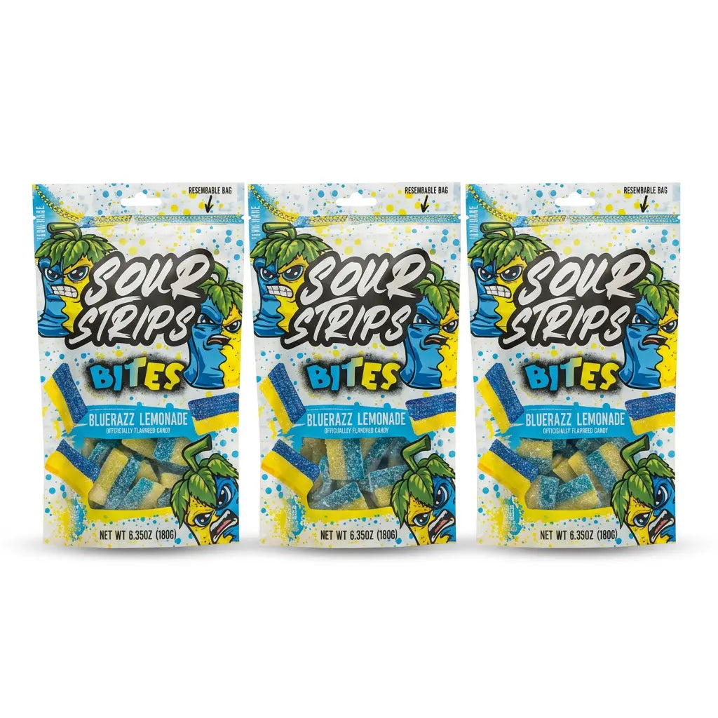Sour Strips - BlueRazz Lemonade Bites - 3 Pack 