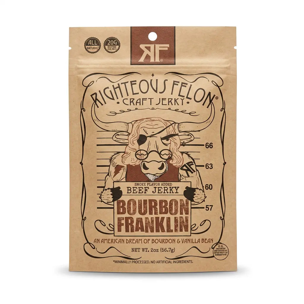 Righteous Felon Bourbon Franklin Beef Jerky 2oz 