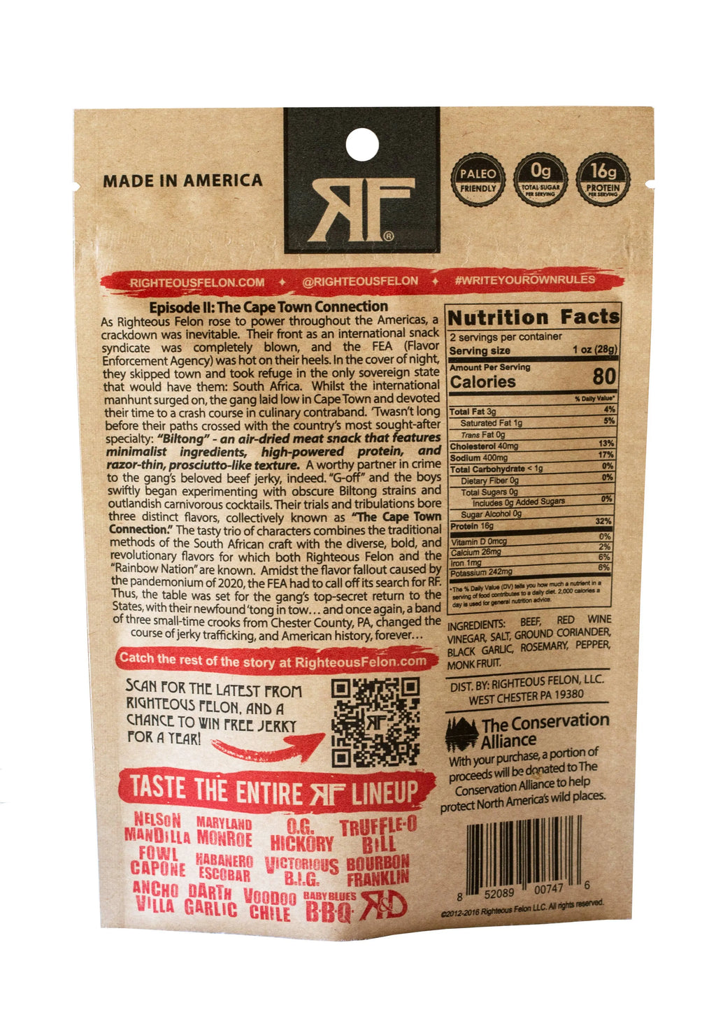 Righteous Felon Darth Garlic Biltong 2oz 